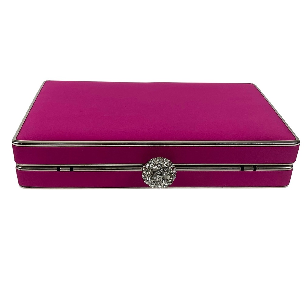 Lula Townsend Fuchsia Box Handbag with Rhinestone Closure - Picture 5 of 12